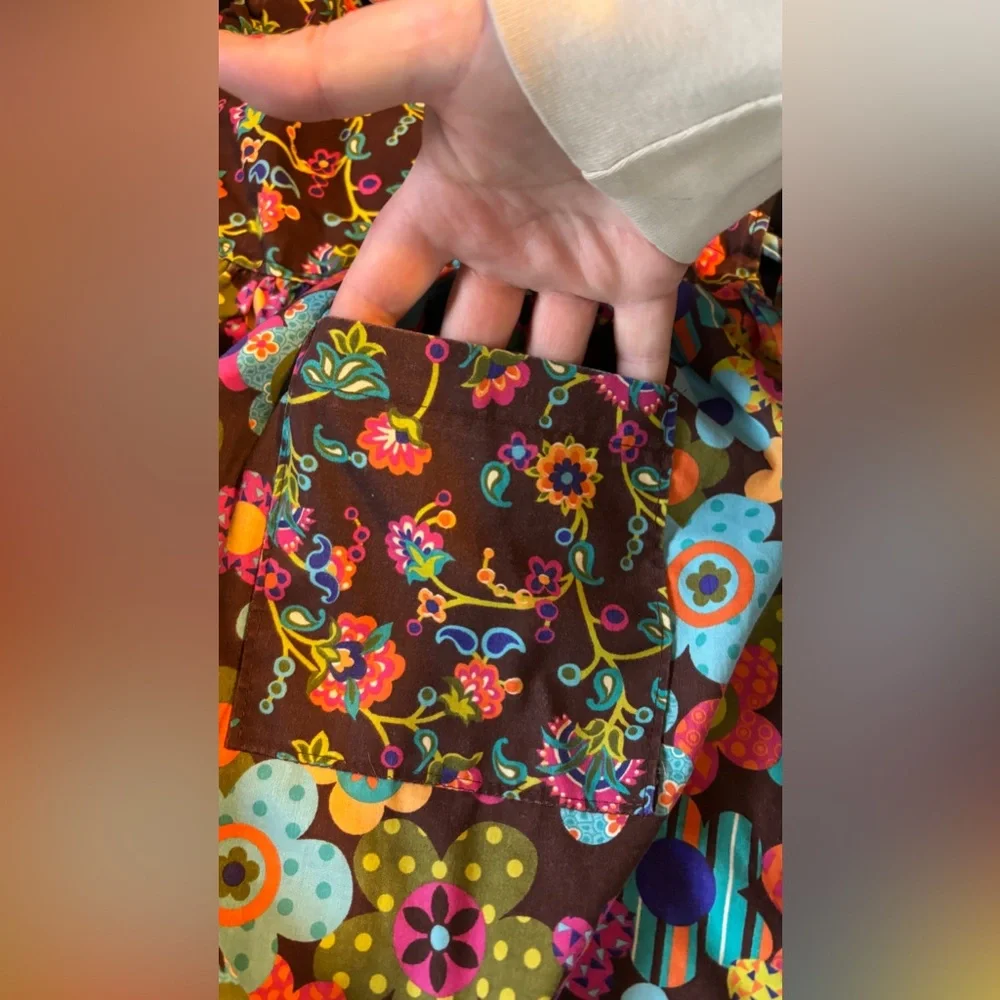 Kids Floral Apron Small Colorful Retro Cooking Art Craft Apron - Picture 2 of 4